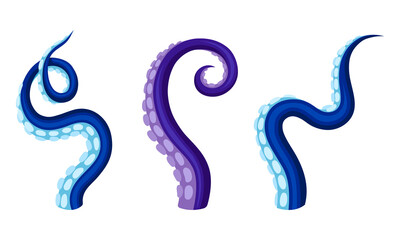 Obraz premium Octopus Tentacles or Limbs Wiggling and Snaking Vector Set