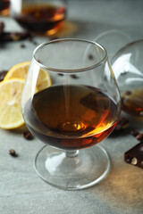 Concept of hard alcoholic drinks with cognac