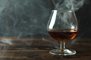 Concept of hard alcoholic drinks with cognac
