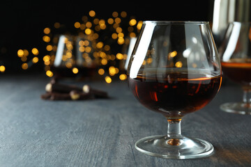 Concept of hard alcoholic drinks with cognac