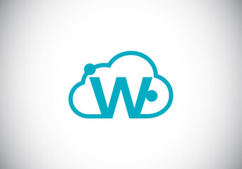 Initial W monogram letter alphabet with the cloud. Cloud computing provider service logo. Modern cloud technology vector logo design for business, and company identity.