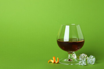 Concept of hard alcoholic drinks with cognac