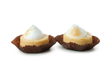 Tasty lemon cupcakes isolated on white background