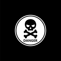 Danger sign icon isolated on dark background