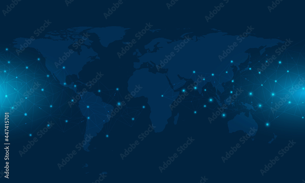 Wall mural worldwide map community connection.communication and world borderless concept.internet connecting ar