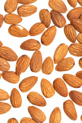 almond nuts on white background