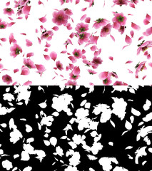 Obraz na płótnie Canvas 3D illustration of a pink cherry sakura flower petals flow with alpha layer