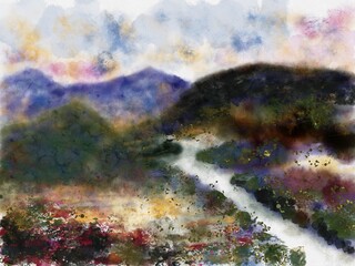 watercolor painting landscape