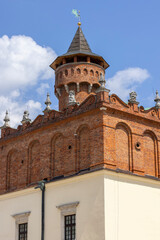 Fototapeta na wymiar Town square with red brick building of Town Hall, Tarnow, Poland