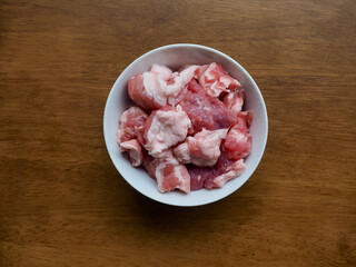 신선한 돼지고기, 음식 재료, 고기 
