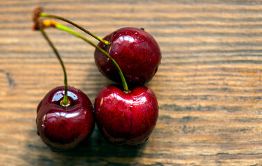 Macro photo fresh cherry. Stock photo background sweet cherry
