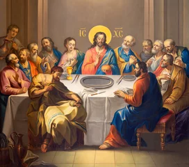 Foto op Canvas VIENNA, AUSTIRA - JULI 5, 2021: The painting of Last Supper in Barbarakirche church by Efrem Klein (1780). © Renáta Sedmáková