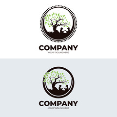 Set of kids reading logo designs template