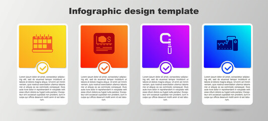 Obraz premium Set Calendar, Area measurement, Micrometer and Measuring instrument. Business infographic template. Vector