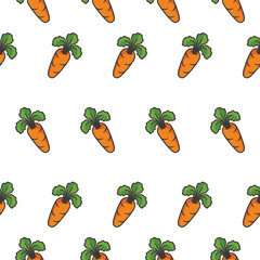 Simple seamless pattern of carrots with cartoon style illustration background template vector