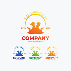 Kids reading logo designs template