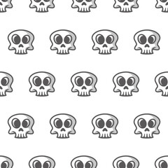Simple seamless pattern of fun skulls with cartoon style illustration background template vector