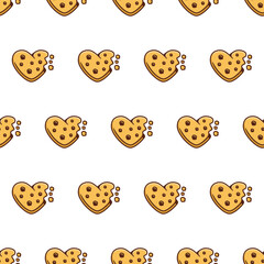 Simple seamless pattern of fun love cookies with cartoon style illustration background template vector