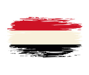 Yemeni flag brush grunge background. Vector illustration.