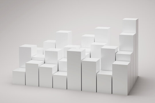 3d render of cubes background. Geometric square blocks on white background. Futuristic abstract background © Lazy_Bear