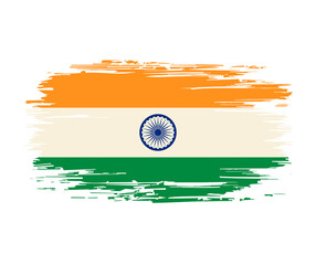 Indian flag brush grunge background. Vector illustration.