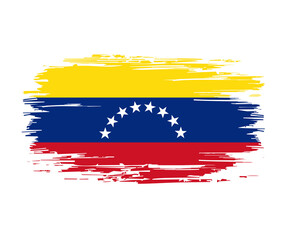 Venezuelan flag brush grunge background. Vector illustration.