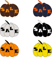 Few colored pumpkins with sale