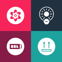 Set pop art Temperature wash, Battery, No direct sunlight and Test tube and flask icon. Vector