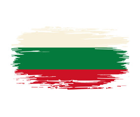 Bulgarian flag brush grunge background. Vector illustration.