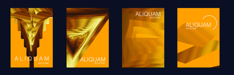 Fluid Minimal Cover. Vintage Design Set of Vector Backgrounds for Business Flyers. Blue Indigo and Magenta Purple Luxury Abstract Brochure. Liquid Texture for Foil Label. 1990 Paper Gradient Backdrop.