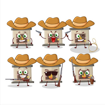 Cool cowboy house fireplaces with fire cartoon character with a cute hat