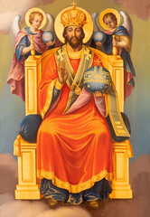 VIENNA, AUSTIRA - JULI 5, 2021: The detail of icon of Christ the King - Pantokrator in...