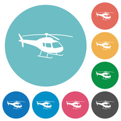 Helicopter silhouette flat round icons