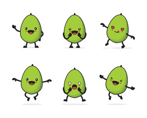 papaya cartoon. with different facial expressions