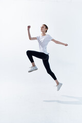 Fototapeta na wymiar woman in sports uniform caps workout cardio exercise