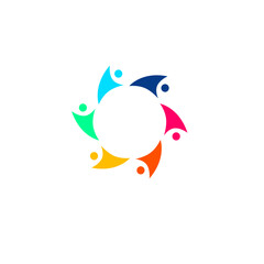 COLORFUL PEOPLE TEAM SIGN, SYMBOL, LOGO ISOLATED ON WHITE