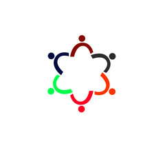 COLORFUL PEOPLE TOGETHER, PEOPLE UNION SIGN, SYMBOL, LOGO ISOLATED ON WHITE