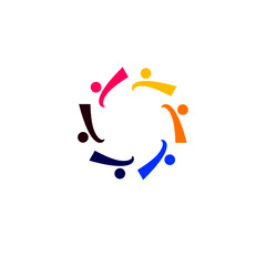 COLORFUL PEOPLE TOGETHER, PEOPLE UNION SIGN, SYMBOL, LOGO ISOLATED ON WHITE