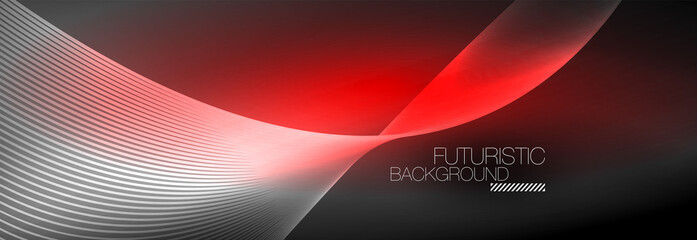 Abstract neon glowing light in the dark with waves. Shiny magic energy and motion concept, vector abstract wallpaper background