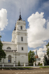 Fototapeta na wymiar White catholic church in Daugavpils, Latvia.
