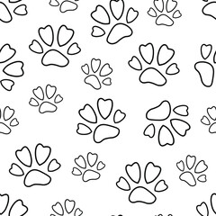 seamless black and white cat's paw pattern