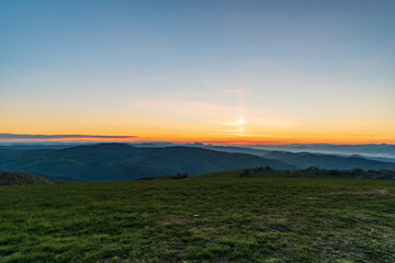 Early  morning view from Machnac hill in Biele Karpaty mountains in Slovakia