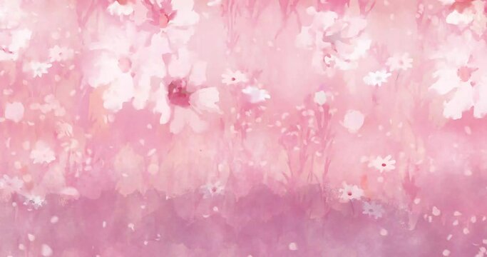 Beautiful pink watercolor rose and peony flowers