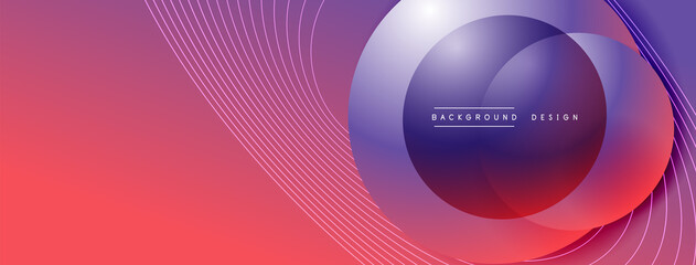 Gradient circles with shadows. Vector techno abstract background. Modern overlapping forms wallpaper background, design template