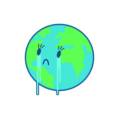 Happy Planet Earth Cry. Modern Flat Vector Illustration. Social Media Template.