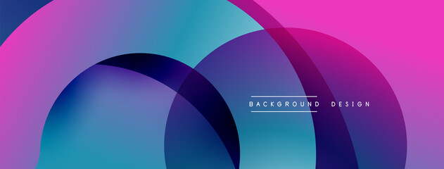 Abstract overlapping lines and circles geometric background with gradient colors