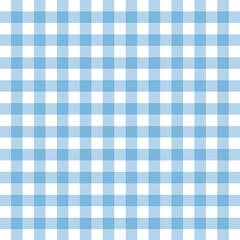 Blue gingham fabric square checkered seamless pattern background vector