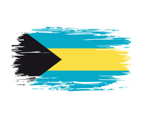 Bahamian flag brush grunge background. Vector illustration.