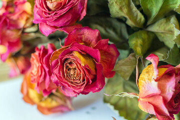 a dried bouquet of roses