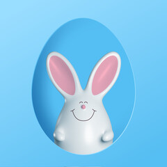 3d Easter bunny. Design element for greeting card, invitation or banner